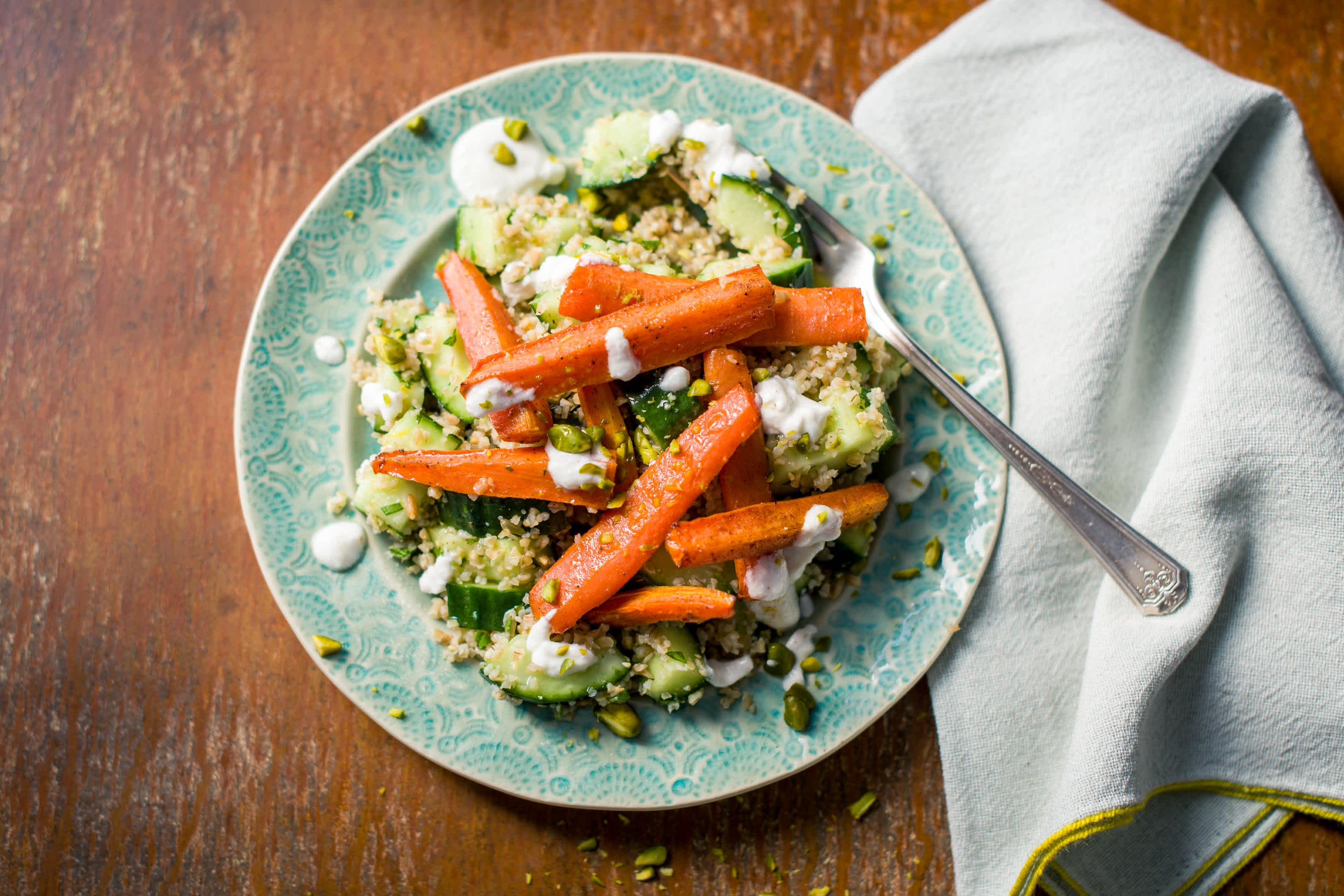 Warm Freekeh Salad with Chermoula Spiced Carrots