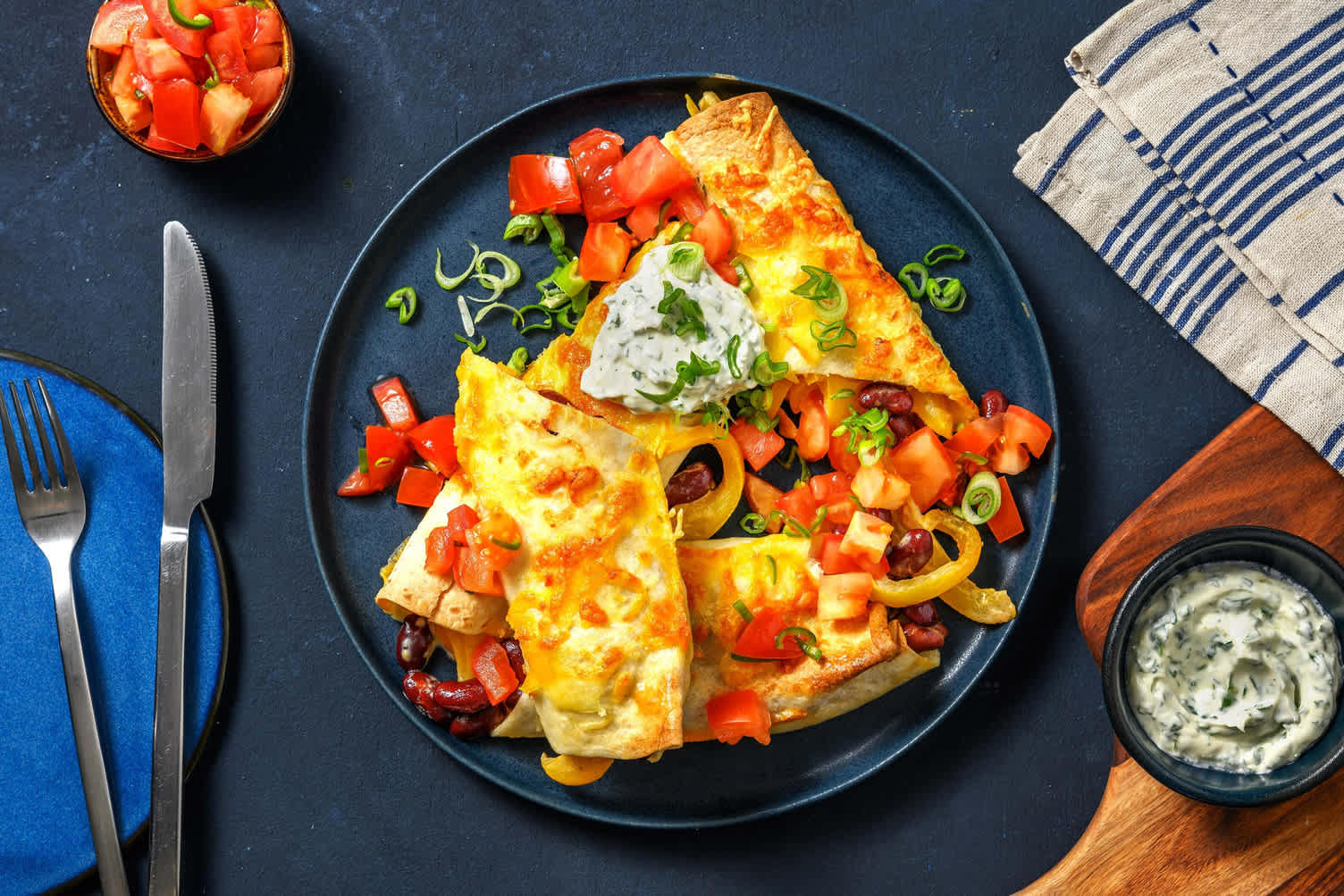 Weisse Enchiladas mit Kidneybohnen