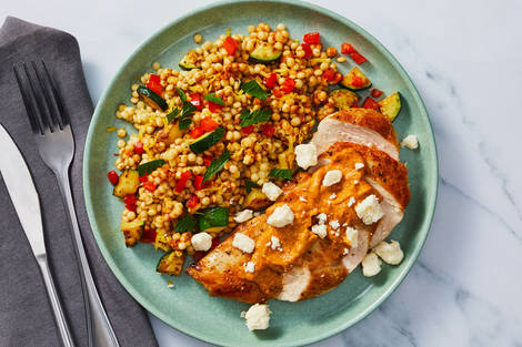 Poulet rôti au houmous de tomates séchées