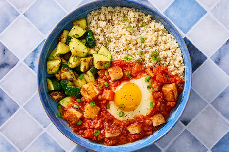 Braised Halloumi and Eggs in Smoky Tomato Sauce