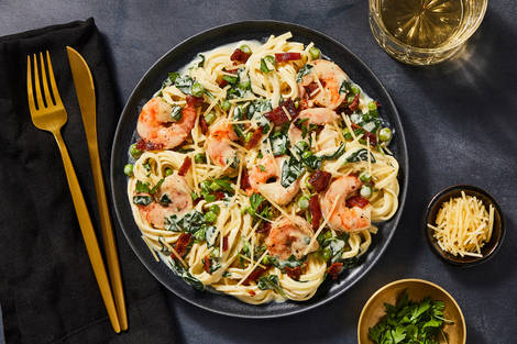 Linguines crémeuses aux crevettes façon Alfredo