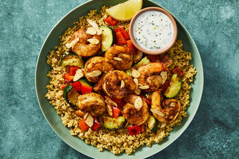 Indian-Spiced Shrimp and Bulgur