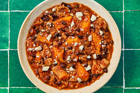 Southwest-Style Beef Chili with Feta