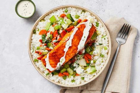 Sesame Salmon Poke Bowls with Sticky Rice
