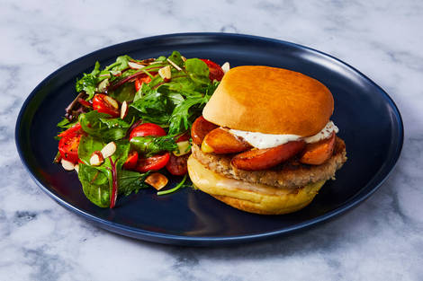 Burgers de porc et de pommes caramélisées