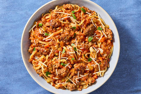 Beef and Pork Bolognese with Linguine