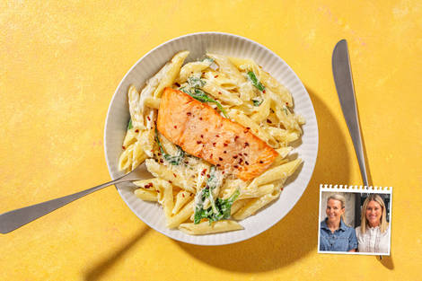 Creamy Garlic Salmon Penne