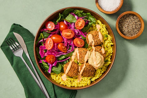 avec spaghettis Bols de falafels arc-en-ciel