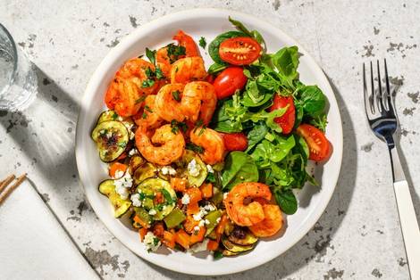 Mélange de légumes et crevettes