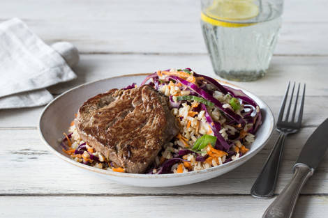 Ginger Steak with Asian Slaw