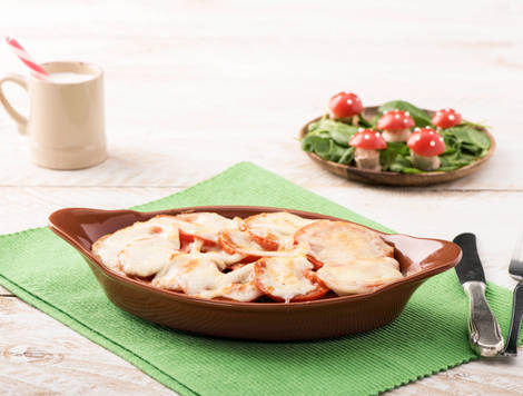 Ovenpasta met spinazie en gesmolten mozzarella