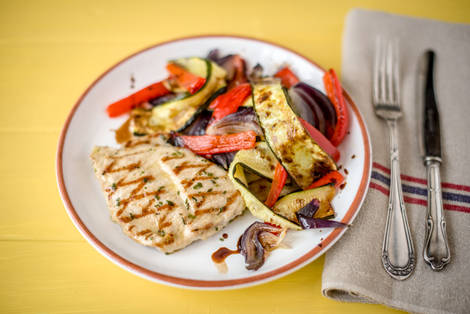 Pork with Summer Ratatouille & Reduced Balsamic