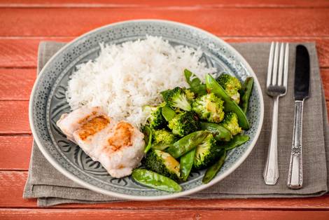 Pan-Seared Barramundi with Stir-Fried Greens