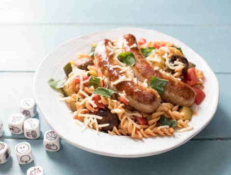 Fusilli met Italiaanse runderworstjes