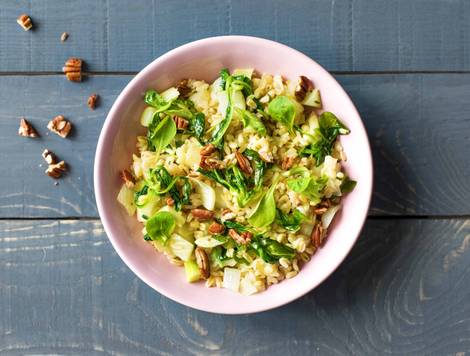 Risotto d’orge perlé au fenouil et au fromage de chèvre