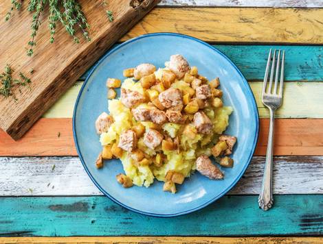 Purée de céleri-rave accompagnée de poulet