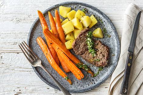 Rumsteak et carottes caramélisées