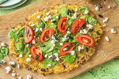 Riesen Rösti-Pizza mit Hirtenkäse,