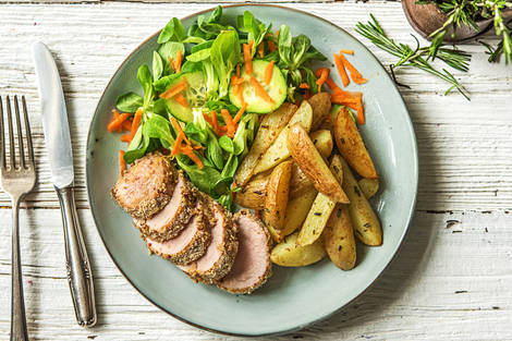 Saftiges Schweinefilet mit Senfkruste,