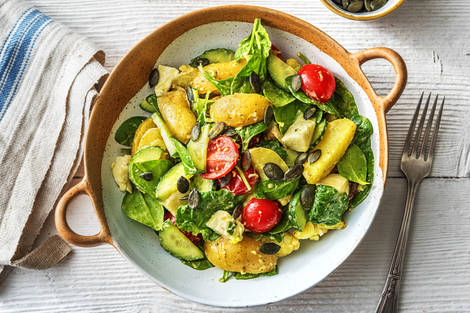 Warmer Kartoffelsalat mit Babyspinat