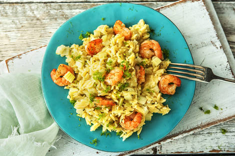 Orzo aux crevettes et au fenouil