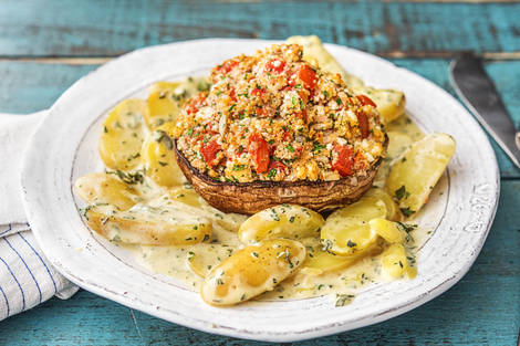 Portobello-Pilze mit Hirtenkäsefüllung