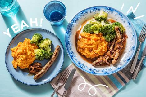 Leckere Bratwurst mit Brokkoli