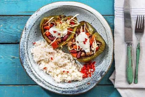 Paprika's gevuld met chili con carne