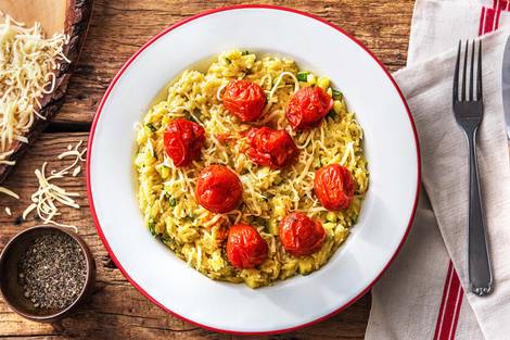 Orzo met mini-romatomaten uit de oven