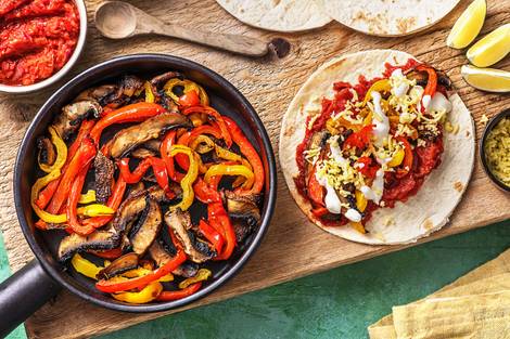 Vegetarische Fajitas mit Paprika & Pilzen