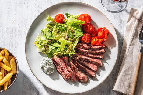 Steak frites et mayonnaise à l’estragon