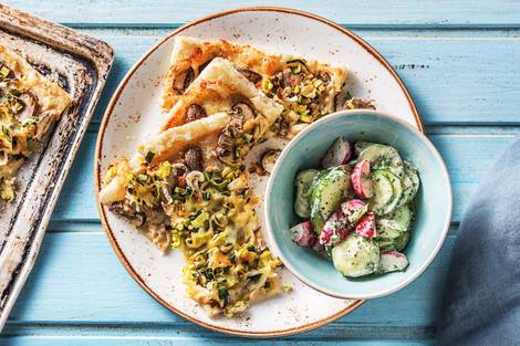 Tarte mit Porree & Champignons