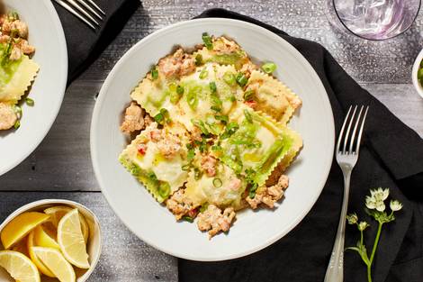 Chicken Sausage and Spinach Ricotta Ravioli