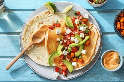 Rauchige Süsskartoffel-Hirtenkäse-Tacos