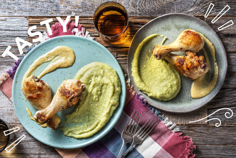 Hähnchenschenkel in Senf-Sahne-Soße