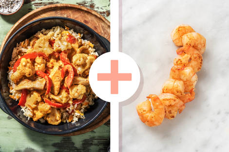 Hähnchen-Kokos-Curry mit extra Garnelen