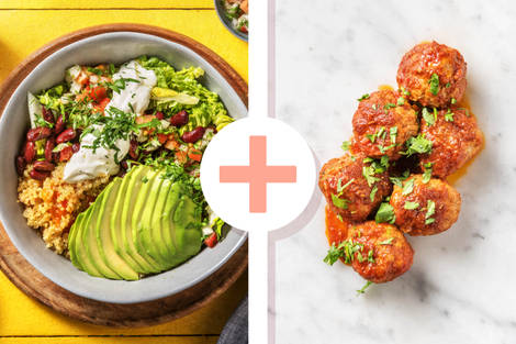 Burrito-Bowl mit extra Hackbällchen