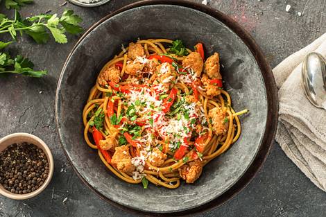 Tuscan Sausage and Pepper Spaghetti