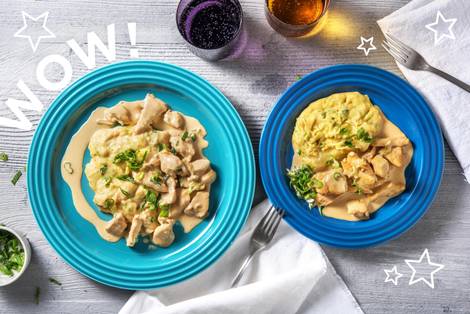 Cremiges Hähnchengeschnetzeltes