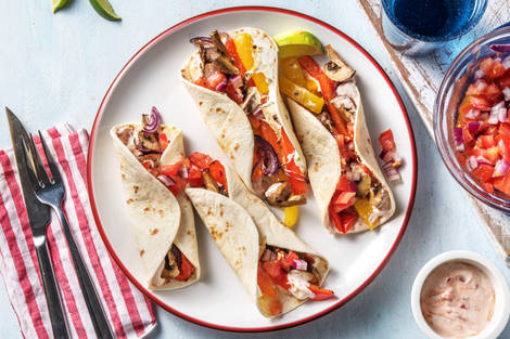 Vegetarische Fajitas mit Paprika & Pilzen