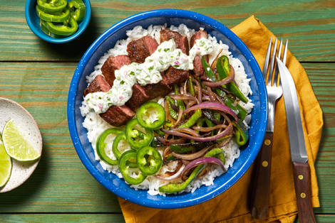 Creamy Cilantro Steak Bowls