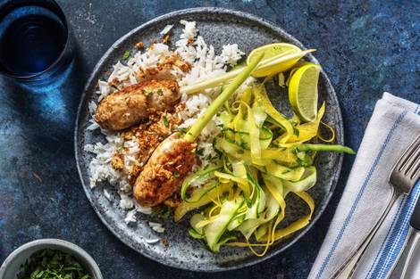 Brochettes de poulet et riz au lait de coco