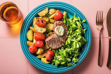 Rindersteak mit geschmorten Tomaten