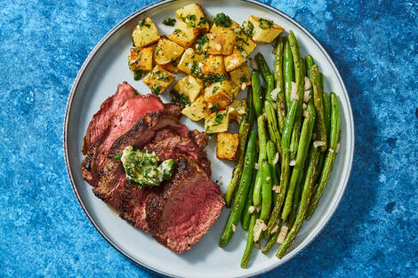 Seared Tenderloin Steaks with Herb-Garlic Butter