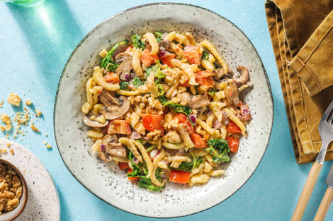 Herbstliche Grünkohl-Spätzle-Pfanne