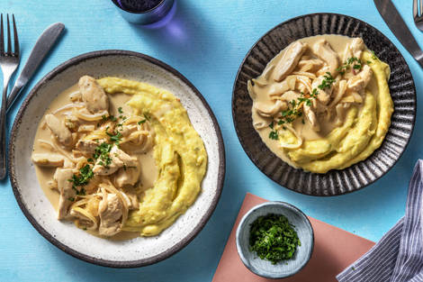 Cremiges Hähnchengeschnetzeltes