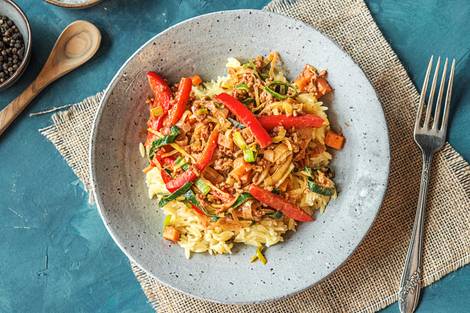 Orzo italien au haché de bœuf épicé