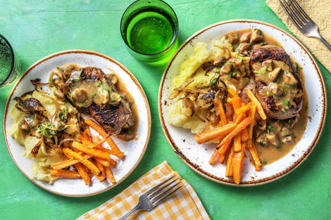 Rinderhüftsteak mit Champignon-Senf-Soße