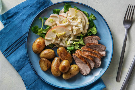 Filet mignon et salade d'endive à la pomme