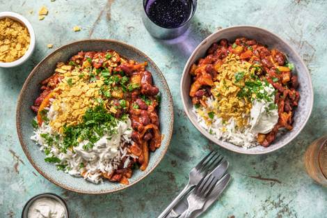 Bohnenpfanne mit Tortillas